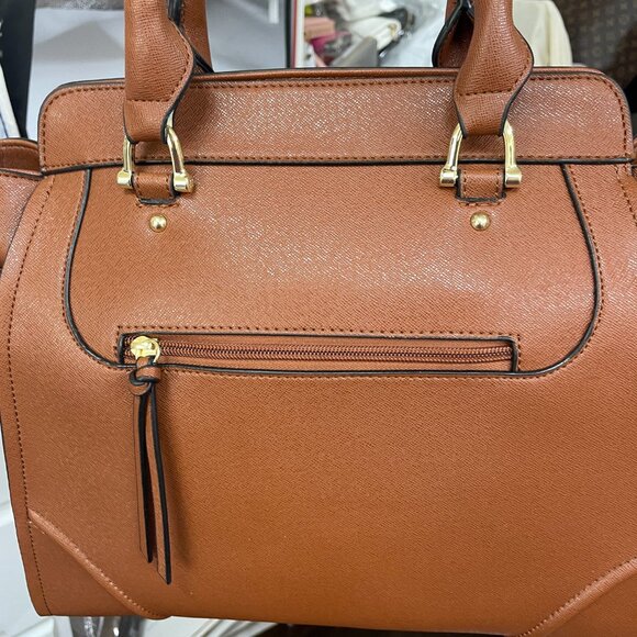 NEW! London Fog Brown Cognac Extra Large Satchel Purse Style LF6690 - Picture 13 of 15